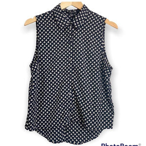 FOREVER 21 sailboat sleeveless button down top size Large